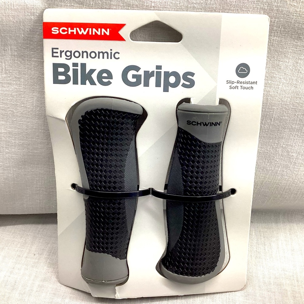 SCHWINN ERGONOMIC SW75823A BIKE GRIPS SLIP RESISTANT SOFT TOUCH BLACK / GRAY NWT